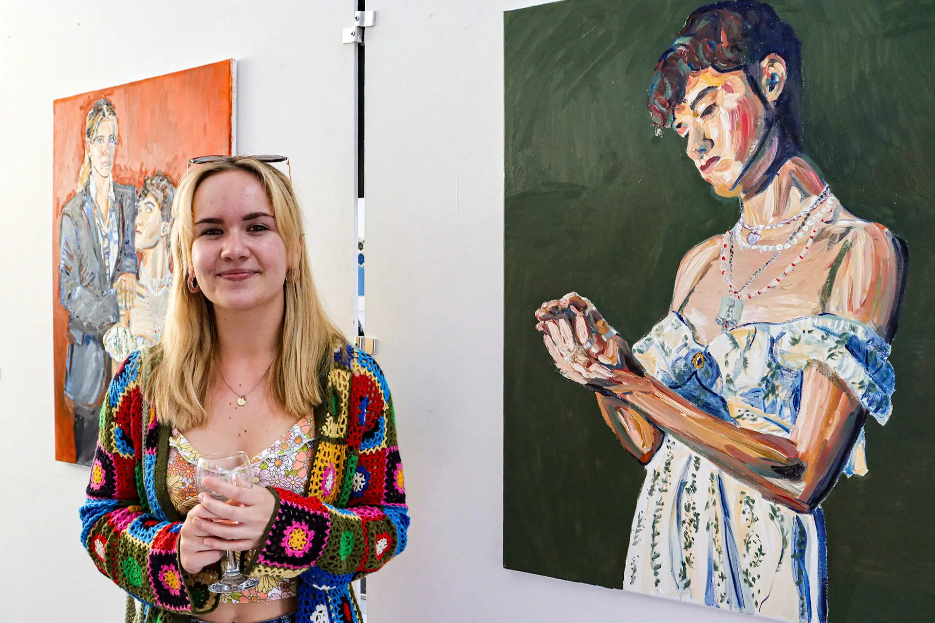 Kent College Canterbury Sixth Form pupil with her artwork