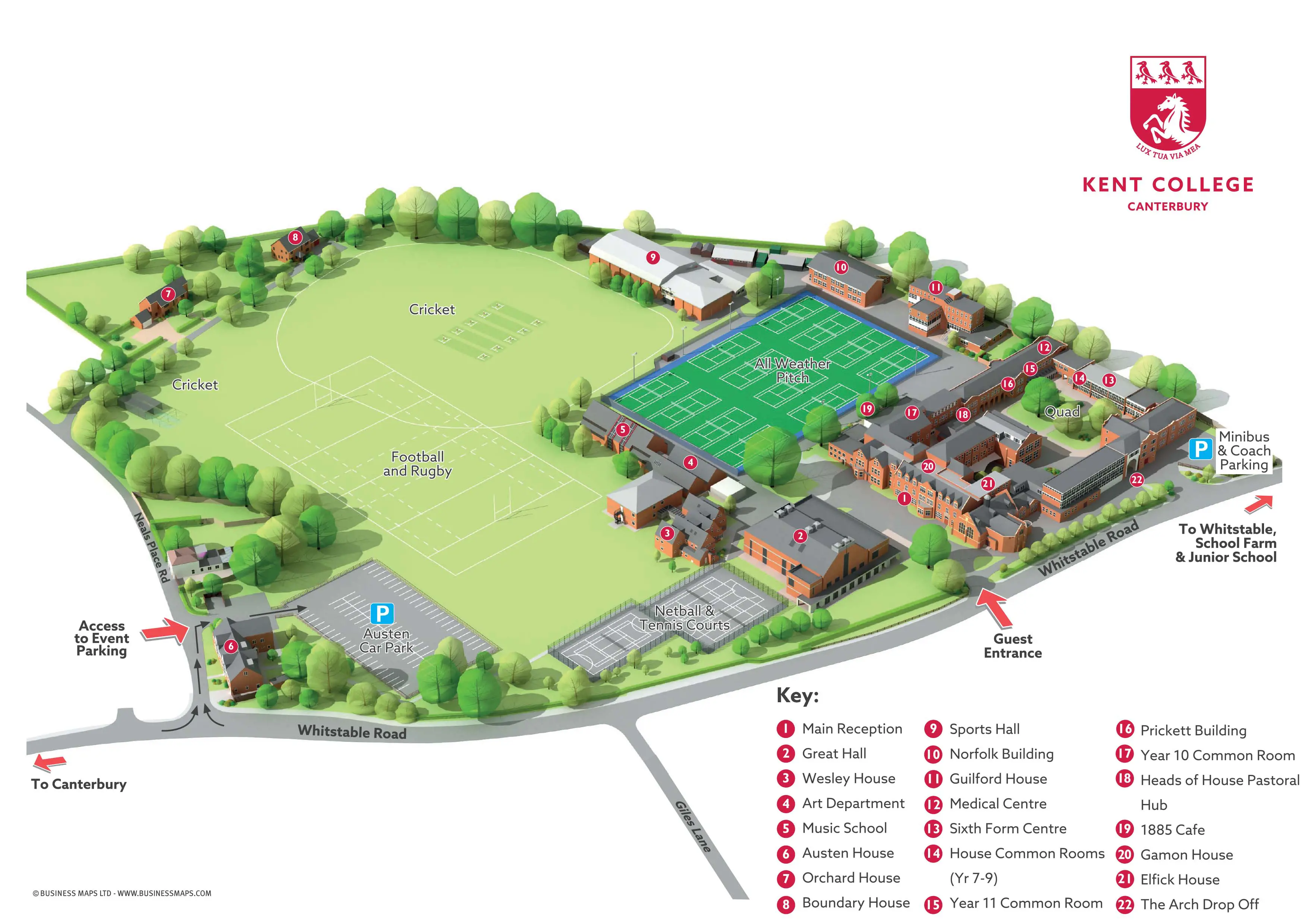 Map of Kent College Senior School